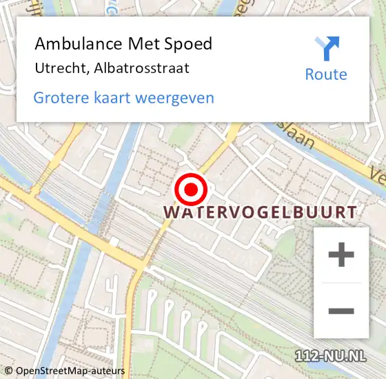 Locatie op kaart van de 112 melding: Ambulance Met Spoed Naar Utrecht, Albatrosstraat op 29 juni 2018 23:48