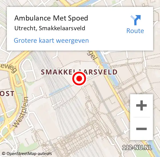 Locatie op kaart van de 112 melding: Ambulance Met Spoed Naar Utrecht, Smakkelaarsveld op 30 juni 2018 01:34