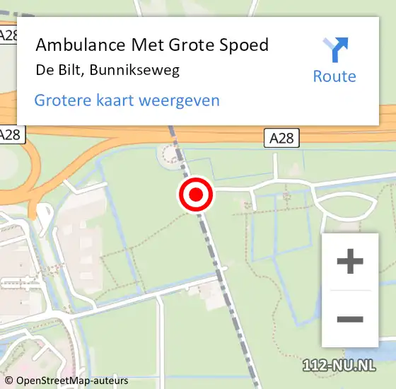 Locatie op kaart van de 112 melding: Ambulance Met Grote Spoed Naar De Bilt, Bunnikseweg op 30 juni 2018 01:39