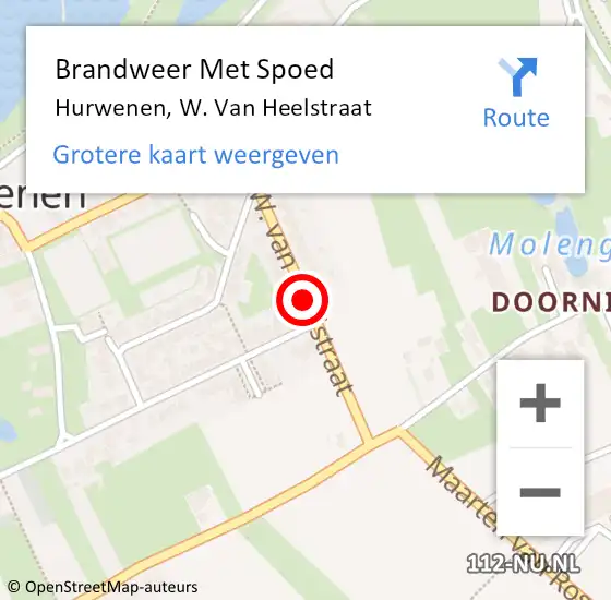 Locatie op kaart van de 112 melding: Brandweer Met Spoed Naar Hurwenen, W. Van Heelstraat op 30 juni 2018 03:44