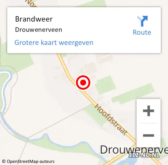 Locatie op kaart van de 112 melding: Brandweer Drouwenerveen op 30 juni 2018 06:11