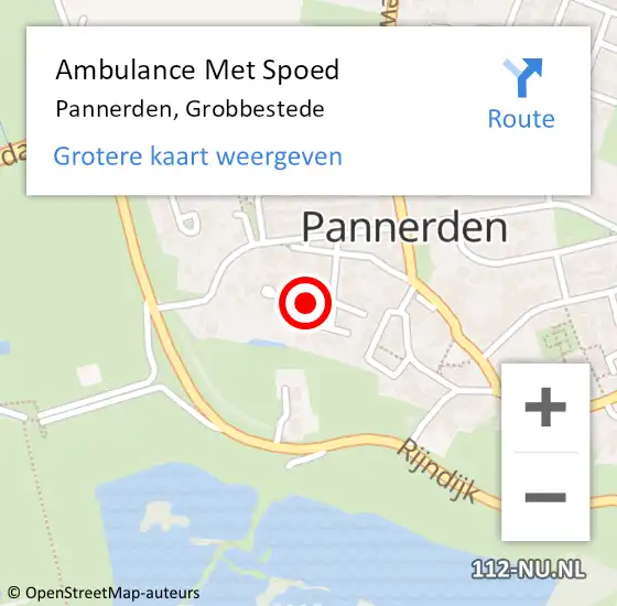 Locatie op kaart van de 112 melding: Ambulance Met Spoed Naar Pannerden, Grobbestede op 30 juni 2018 09:35