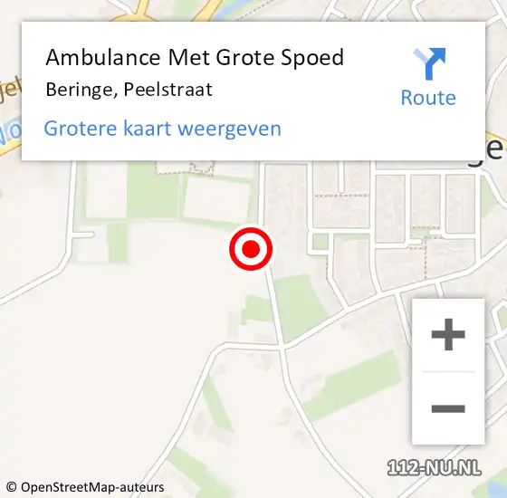 Locatie op kaart van de 112 melding: Ambulance Met Grote Spoed Naar Beringe, Peelstraat op 1 maart 2014 09:57