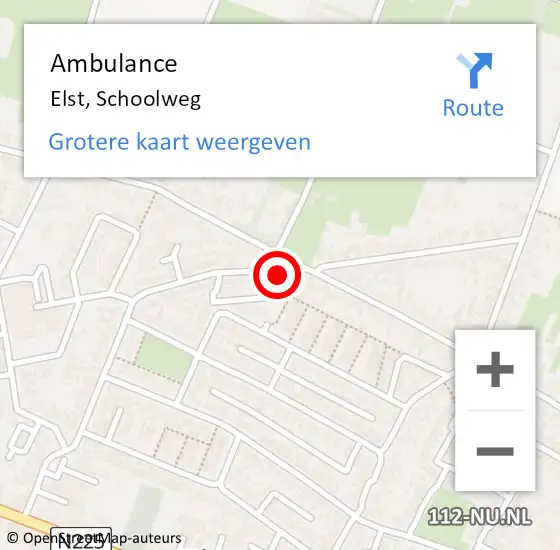 Locatie op kaart van de 112 melding: Ambulance Elst, Schoolweg op 30 juni 2018 10:30