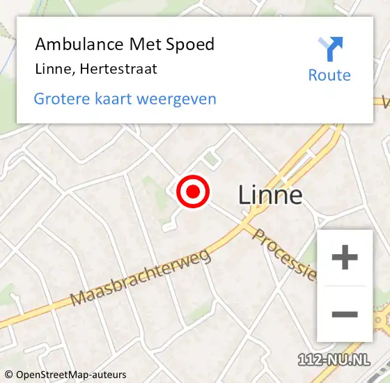 Locatie op kaart van de 112 melding: Ambulance Met Spoed Naar Linne, Hertestraat op 30 juni 2018 10:31