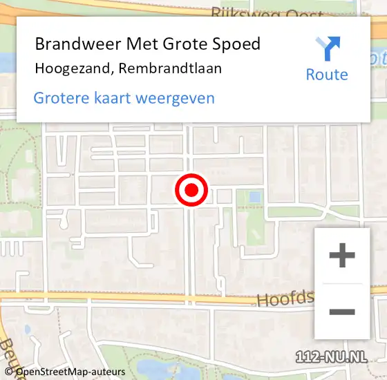 Locatie op kaart van de 112 melding: Brandweer Met Grote Spoed Naar Hoogezand, Rembrandtlaan op 30 juni 2018 10:33