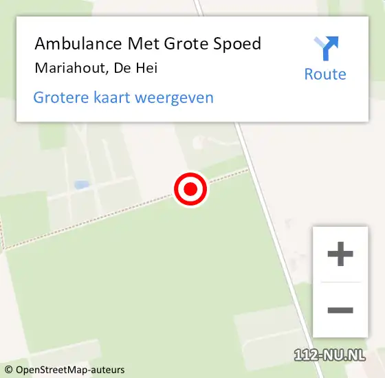 Locatie op kaart van de 112 melding: Ambulance Met Grote Spoed Naar Mariahout, De Hei op 30 juni 2018 11:26