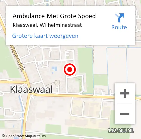 Locatie op kaart van de 112 melding: Ambulance Met Grote Spoed Naar Klaaswaal, Wilhelminastraat op 30 juni 2018 11:42