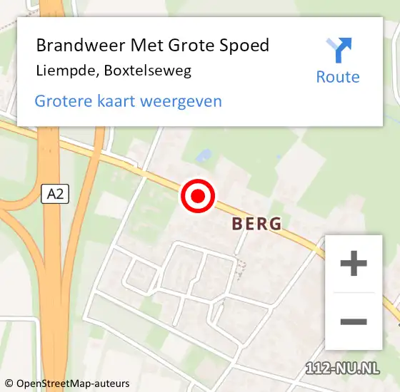 Locatie op kaart van de 112 melding: Brandweer Met Grote Spoed Naar Liempde, Boxtelseweg op 30 juni 2018 12:16