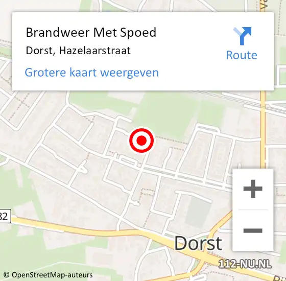 Locatie op kaart van de 112 melding: Brandweer Met Spoed Naar Dorst, Hazelaarstraat op 30 juni 2018 12:39