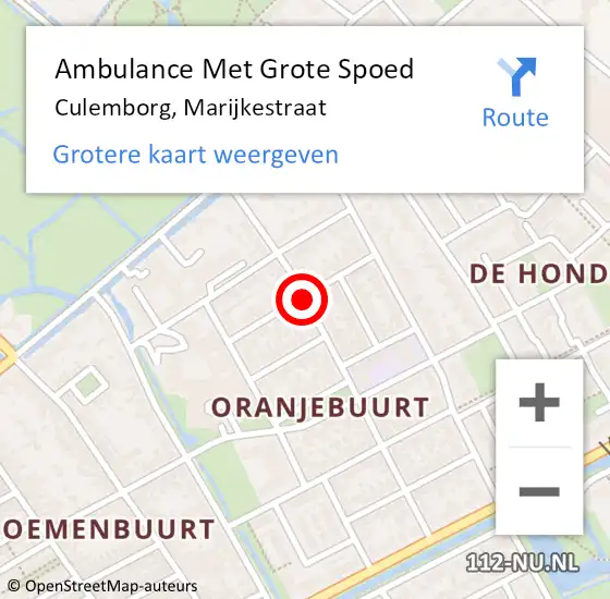 Locatie op kaart van de 112 melding: Ambulance Met Grote Spoed Naar Culemborg, Marijkestraat op 30 juni 2018 12:45