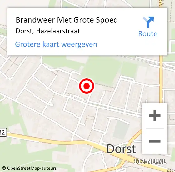 Locatie op kaart van de 112 melding: Brandweer Met Grote Spoed Naar Dorst, Hazelaarstraat op 30 juni 2018 12:55