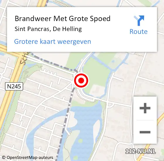 Locatie op kaart van de 112 melding: Brandweer Met Grote Spoed Naar Sint Pancras, De Helling op 30 juni 2018 12:59