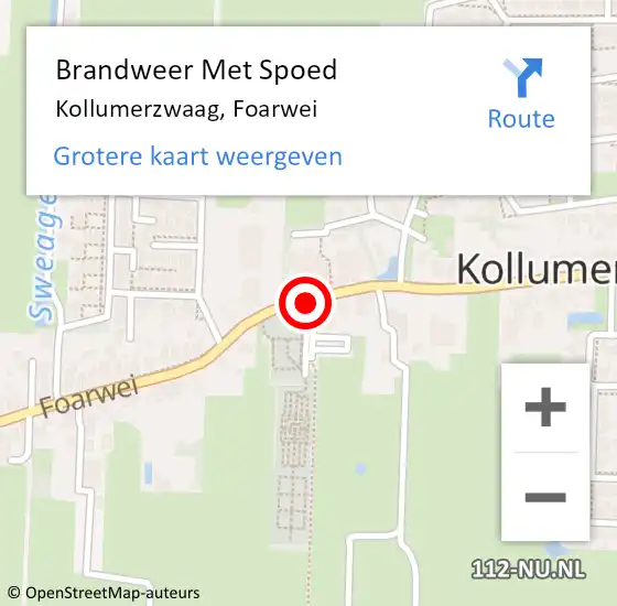Locatie op kaart van de 112 melding: Brandweer Met Spoed Naar Kollumerzwaag, Foarwei op 30 juni 2018 13:12