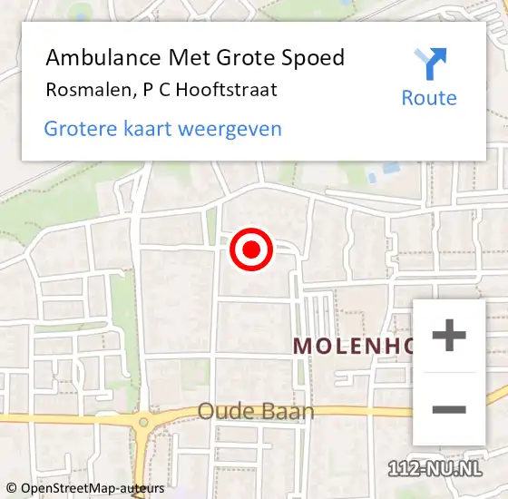 Locatie op kaart van de 112 melding: Ambulance Met Grote Spoed Naar Rosmalen, P C Hooftstraat op 30 juni 2018 13:18