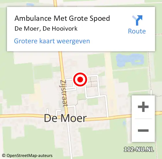 Locatie op kaart van de 112 melding: Ambulance Met Grote Spoed Naar De Moer, De Hooivork op 30 juni 2018 13:22