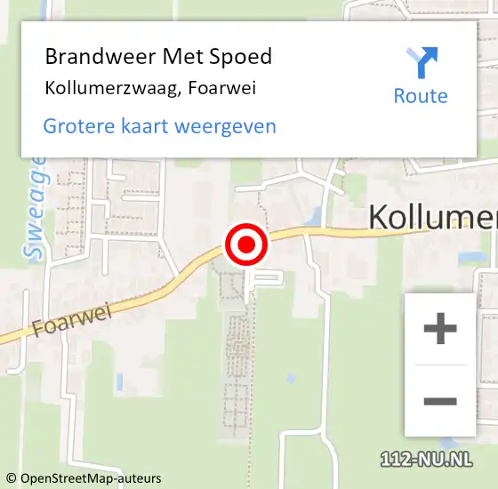 Locatie op kaart van de 112 melding: Brandweer Met Spoed Naar Kollumerzwaag, Foarwei op 30 juni 2018 13:32