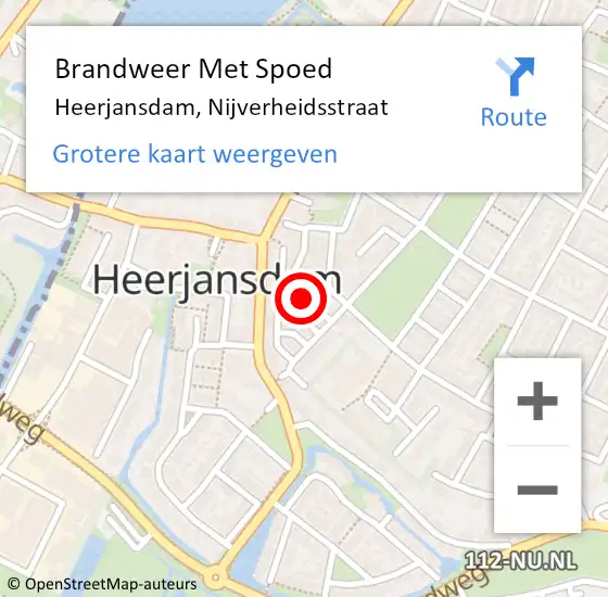 Locatie op kaart van de 112 melding: Brandweer Met Spoed Naar Heerjansdam, Nijverheidsstraat op 30 juni 2018 13:38