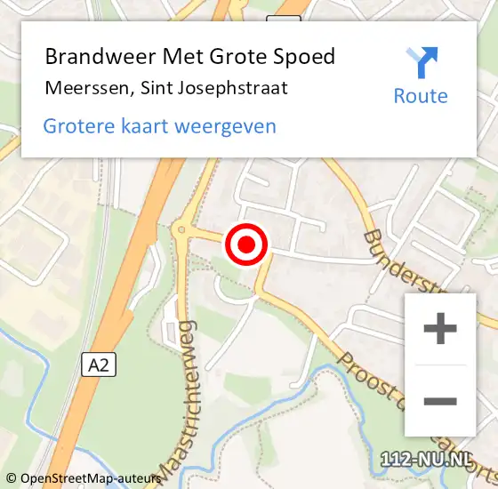 Locatie op kaart van de 112 melding: Brandweer Met Grote Spoed Naar Meerssen, Sint Josephstraat op 30 juni 2018 13:38