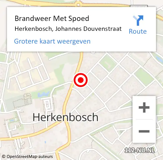 Locatie op kaart van de 112 melding: Brandweer Met Spoed Naar Herkenbosch, Johannes Douvenstraat op 30 juni 2018 13:42