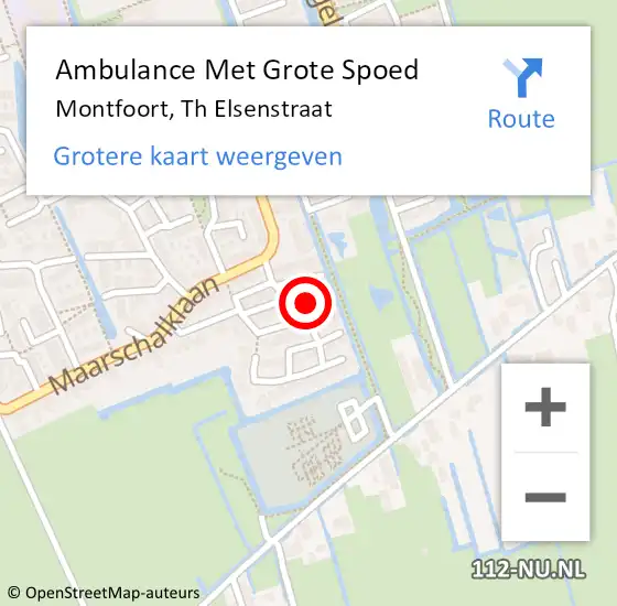 Locatie op kaart van de 112 melding: Ambulance Met Grote Spoed Naar Montfoort, Th Elsenstraat op 30 juni 2018 13:57