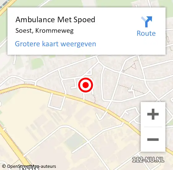 Locatie op kaart van de 112 melding: Ambulance Met Spoed Naar Soest, Krommeweg op 30 juni 2018 14:12