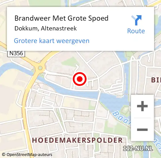 Locatie op kaart van de 112 melding: Brandweer Met Grote Spoed Naar Dokkum, Altenastreek op 30 juni 2018 14:35