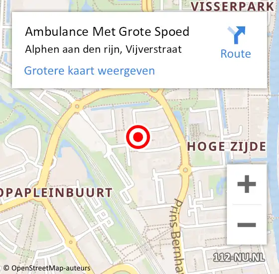 Locatie op kaart van de 112 melding: Ambulance Met Grote Spoed Naar Alphen aan den rijn, Vijverstraat op 7 september 2013 11:00