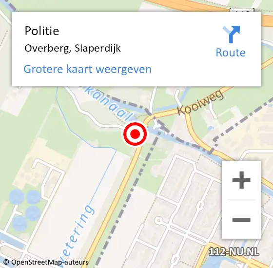Locatie op kaart van de 112 melding: Politie Overberg, Slaperdijk op 30 juni 2018 14:56