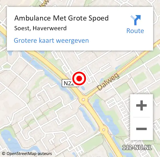 Locatie op kaart van de 112 melding: Ambulance Met Grote Spoed Naar Soest, Haverweerd op 30 juni 2018 15:19