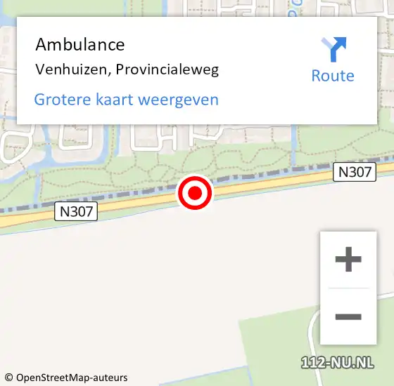 Locatie op kaart van de 112 melding: Ambulance Venhuizen, Provincialeweg op 30 juni 2018 15:31