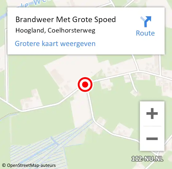 Locatie op kaart van de 112 melding: Brandweer Met Grote Spoed Naar Hoogland, Coelhorsterweg op 30 juni 2018 16:13