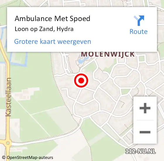 Locatie op kaart van de 112 melding: Ambulance Met Spoed Naar Loon op Zand, Hydra op 30 juni 2018 16:16