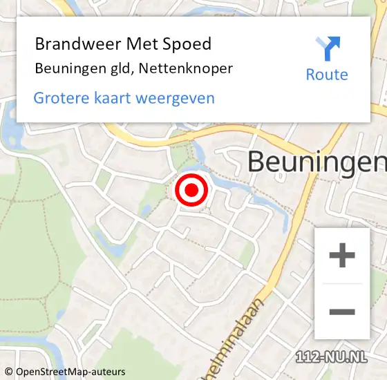 Locatie op kaart van de 112 melding: Brandweer Met Spoed Naar Beuningen gld, Nettenknoper op 30 juni 2018 16:46