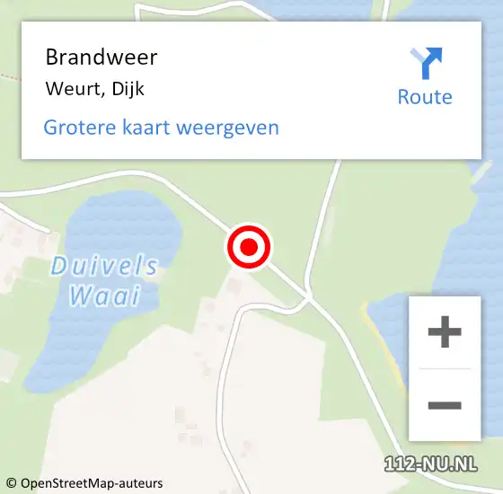 Locatie op kaart van de 112 melding: Brandweer Weurt, Dijk op 30 juni 2018 16:47