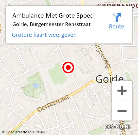 Locatie op kaart van de 112 melding: Ambulance Met Grote Spoed Naar Goirle, Burgemeester Rensstraat op 30 juni 2018 17:24