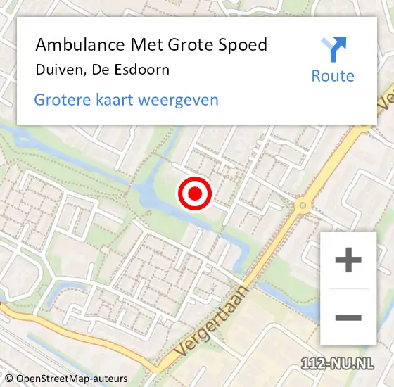 Locatie op kaart van de 112 melding: Ambulance Met Grote Spoed Naar Duiven, De Esdoorn op 30 juni 2018 17:48