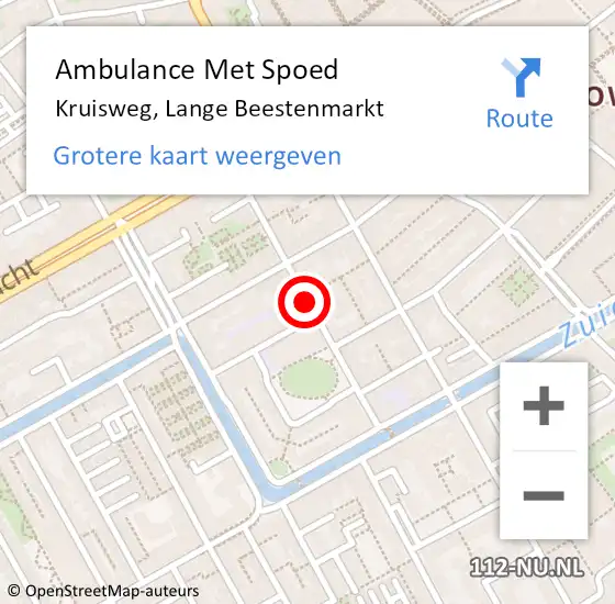 Locatie op kaart van de 112 melding: Ambulance Met Spoed Naar Kruisweg, Lange Beestenmarkt op 30 juni 2018 17:58