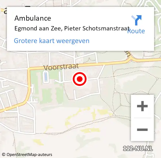 Locatie op kaart van de 112 melding: Ambulance Egmond aan Zee, Pieter Schotsmanstraat op 30 juni 2018 18:30