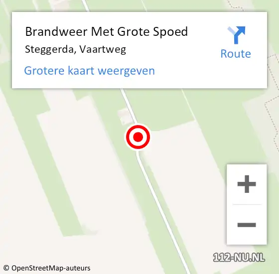 Locatie op kaart van de 112 melding: Brandweer Met Grote Spoed Naar Steggerda, Vaartweg op 30 juni 2018 18:35