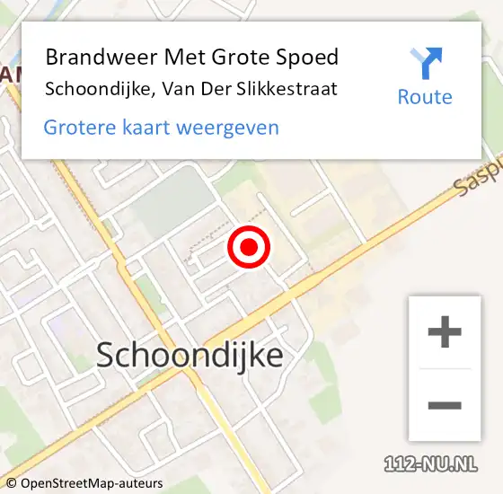 Locatie op kaart van de 112 melding: Brandweer Met Grote Spoed Naar Schoondijke, Van Der Slikkestraat op 30 juni 2018 18:51