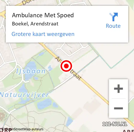 Locatie op kaart van de 112 melding: Ambulance Met Spoed Naar Boekel, Arendstraat op 30 juni 2018 18:52