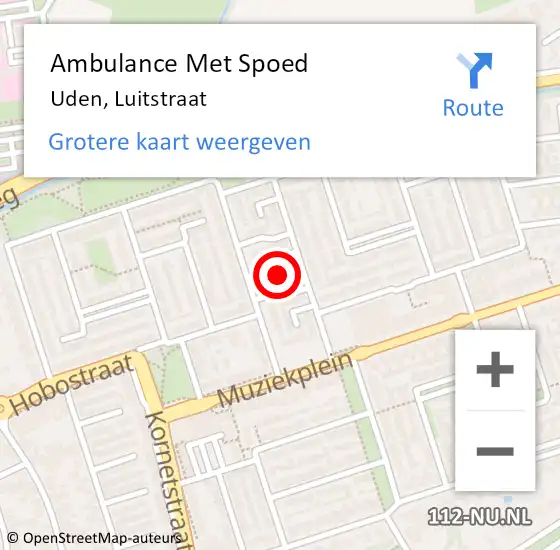 Locatie op kaart van de 112 melding: Ambulance Met Spoed Naar Uden, Luitstraat op 30 juni 2018 20:08