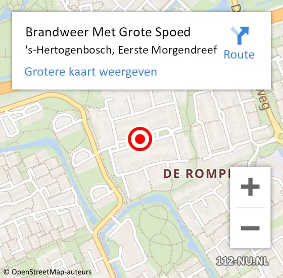 Locatie op kaart van de 112 melding: Brandweer Met Grote Spoed Naar 's-Hertogenbosch, Eerste Morgendreef op 30 juni 2018 20:51