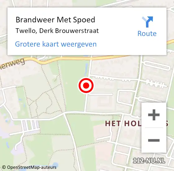 Locatie op kaart van de 112 melding: Brandweer Met Spoed Naar Twello, Derk Brouwerstraat op 30 juni 2018 20:53