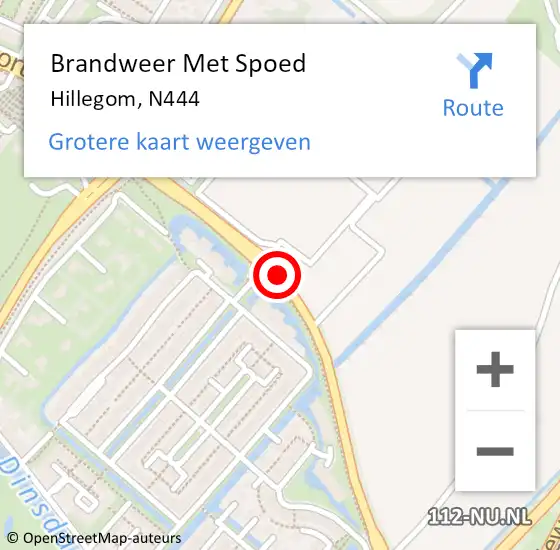 Locatie op kaart van de 112 melding: Brandweer Met Spoed Naar Hillegom, N444 op 30 juni 2018 20:56