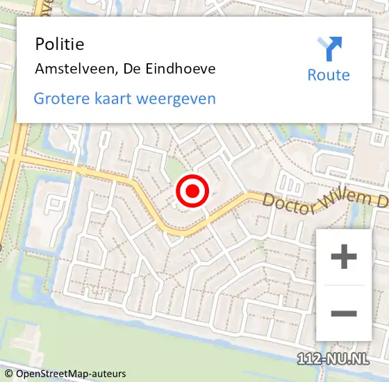 Locatie op kaart van de 112 melding: Politie Amstelveen, De Eindhoeve op 30 juni 2018 21:18