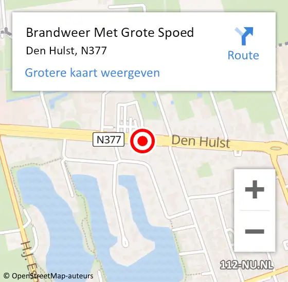 Locatie op kaart van de 112 melding: Brandweer Met Grote Spoed Naar Den Hulst, N377 op 30 juni 2018 21:42