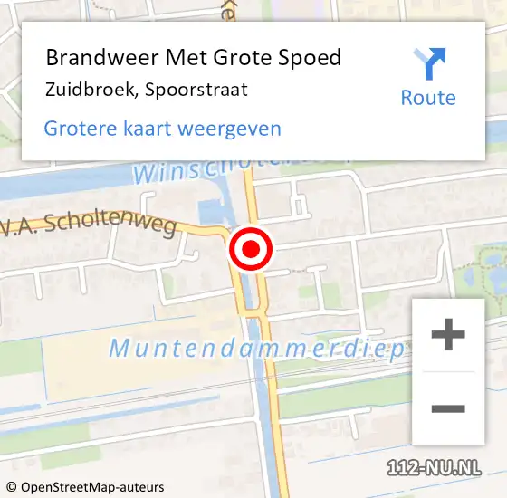 Locatie op kaart van de 112 melding: Brandweer Met Grote Spoed Naar Zuidbroek, Spoorstraat op 1 maart 2014 11:21