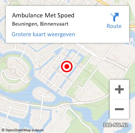 Locatie op kaart van de 112 melding: Ambulance Met Spoed Naar Beuningen, Binnenvaart op 30 juni 2018 22:01